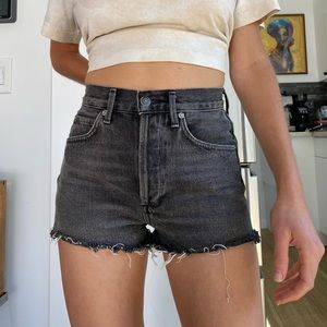 Black Distressed Agolde Shorts in Size 23